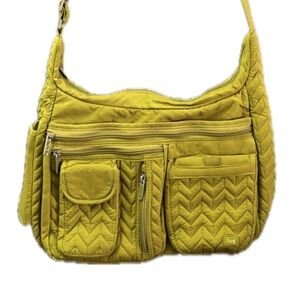 Lug Quilted Bright Green Crossbody Bag Purse Multi-pocket Mid size